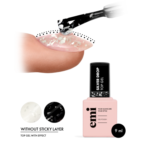 Silver Drop Top Gel – Top Coat Effet Argenté | E.MiLac