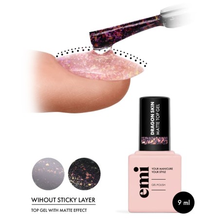 Dragon Skin Matte Top Gel – Top Effet Écailles Mat | E.MiLac 9 ml