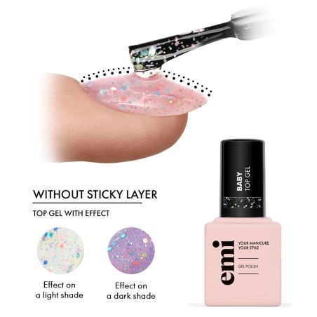 E.MiLac Baby Top Gel – Top Coat Confettis Colorés | 9 ml
