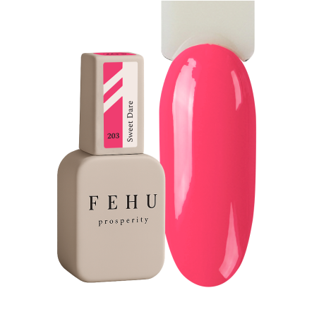 Vernis semi-permanent FEHU Gel Polish #203 rose framboise, couvrance intense et tenue jusqu’à 4 semaines