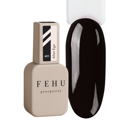 Vernis semi-permanent FEHU Gel Polish #401 noir profond, couvrance intense et tenue jusqu’à 4 semaines