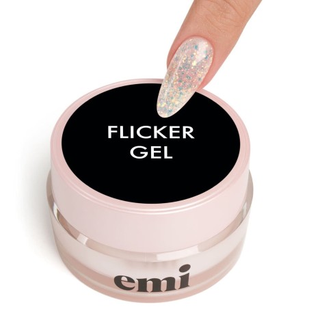 Flicker Gel 15g – Gel construction pailleté translucide pour ongles brillants | E.MiLac
