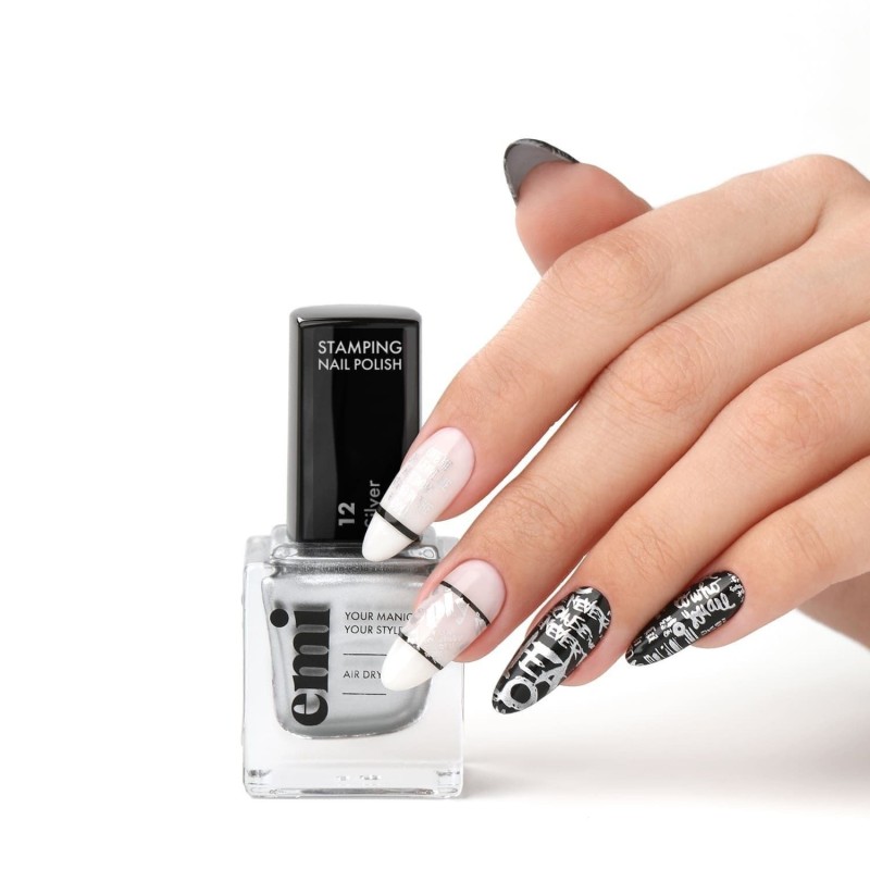 Nail Polish for Stamping #12 Silver – Vernis stamping E.MiLac 9 ml