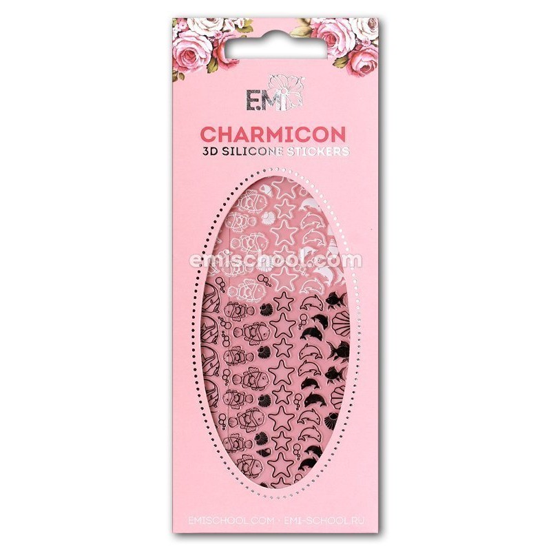 Charmicon 3D Silicone Stickers 48 Fish Black/White
