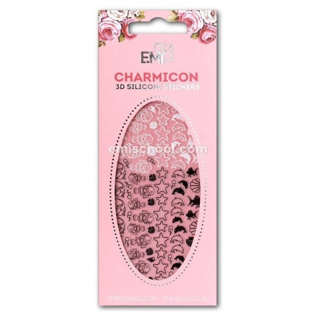 Charmicon 3D Silicone Stickers 48 Fish Black/White