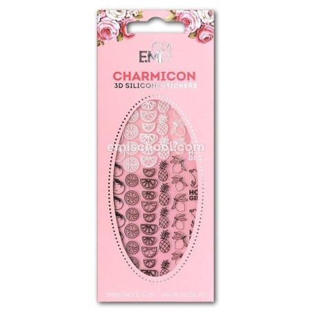 Charmicon 3D Silicone Stickers 46 Tropical Fruits Black/White