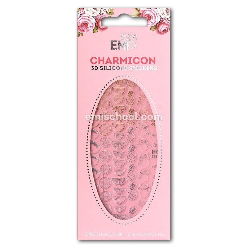 Charmicon 3D Silicone Stickers 45 Tropical Fruits Gold/Silver