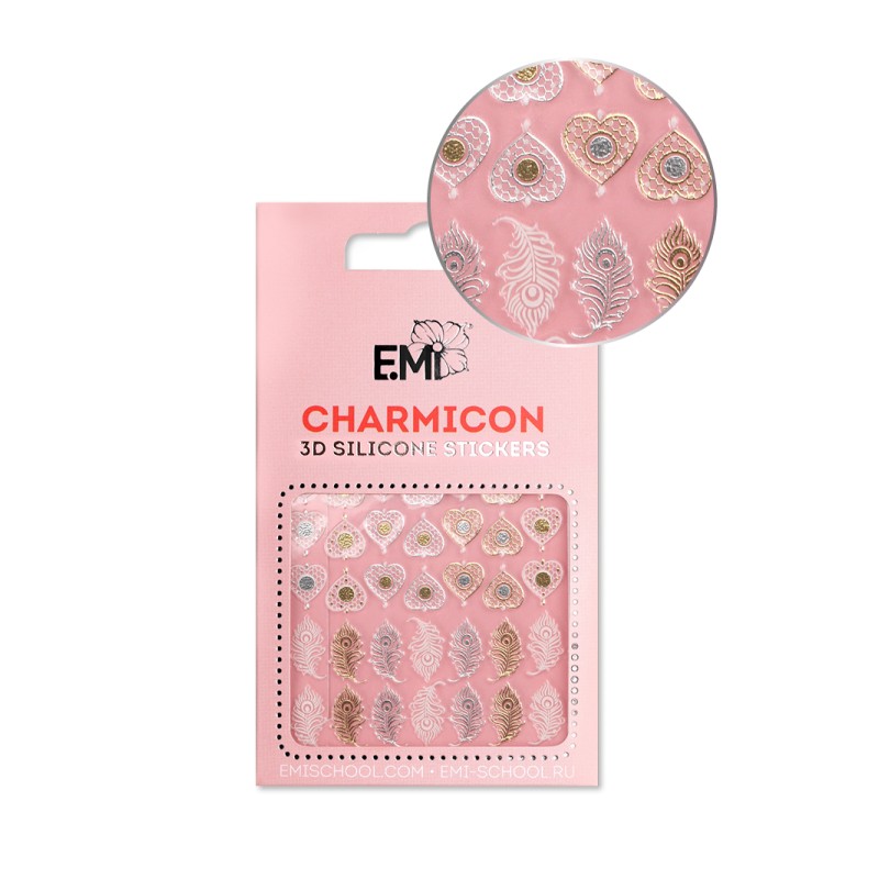Charmicon 3D Silicone Stickers 107 Feathers and Hearts