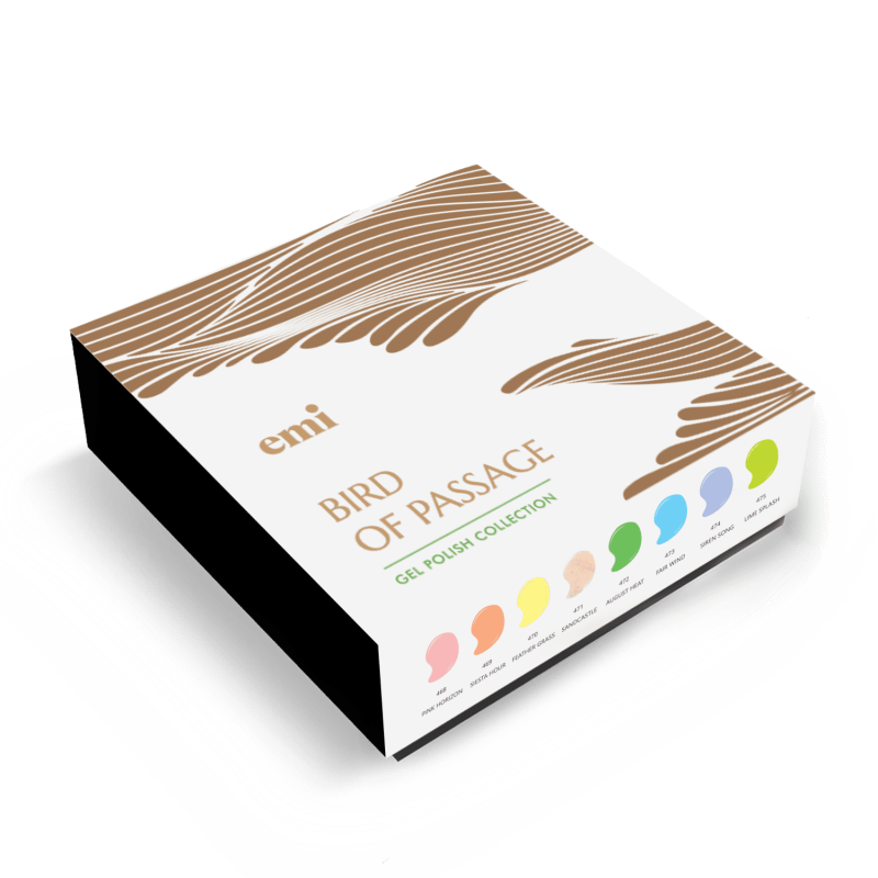 Set E.MiLac Bird of Passage – Coffret 8 Vernis Gel Été + Stickers
