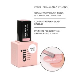Fiber Base Gel Pastel Salmon #5 – 15 ml | Base Renforçante Teintée | E.MiLac