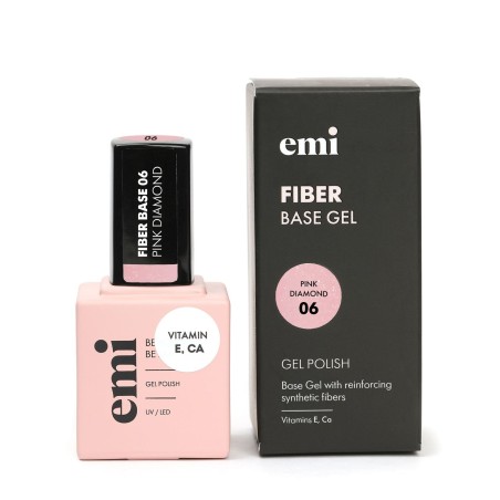 Fiber Base Gel Pink Diamond #6 – 9 ml | Base Renforçante Pailletée | E.MiLac