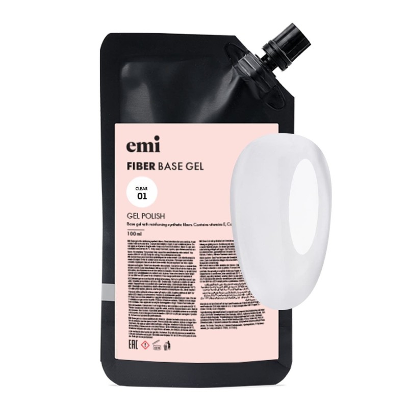 Fiber Base Gel Clear #1 100 ml | Base Gel Renforçante Pro Ongles Fragiles