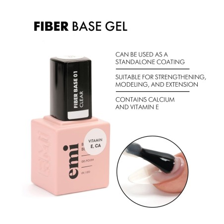 Fiber Base Gel Clear #1 100 ml | Base Gel Renforçante Pro Ongles Fragiles