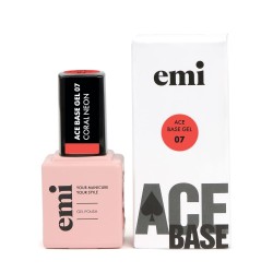 Ace Base #07 Coral Neon – 9 ml | Base Gel Néon Corail | E.MiLac