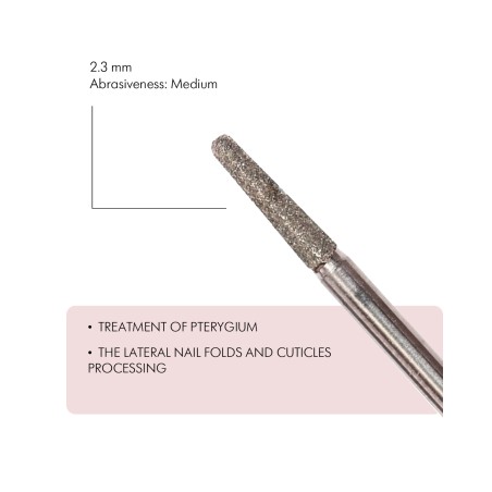 Rounded cone-shaped diamond coated rotary file, 2,3 mm, abrasiveness