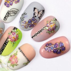Charmicon 3D Silicone Stickers #134 Flowers MIX — Stickers 3D fleurs pour nail art