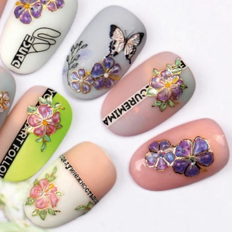 Charmicon 3D Silicone Stickers #134 Flowers MIX — Stickers 3D fleurs pour nail art