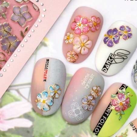 Charmicon 3D Silicone Stickers #134 Flowers MIX — Stickers 3D fleurs pour nail art