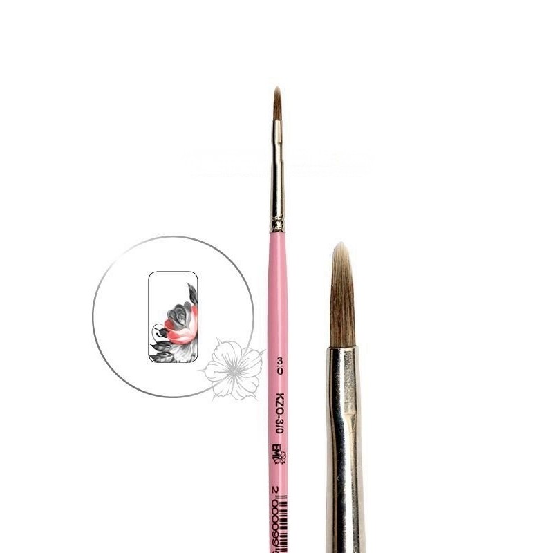 Pinceau ovale Cat's Eye n°3/0 pour peinture Zhostovo - poils synthétiques Torey