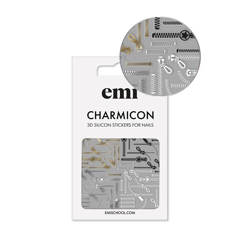 Charmicon 3D Silicone Stickers #170 Zipper — Autocollants 3D Zip pour manucure